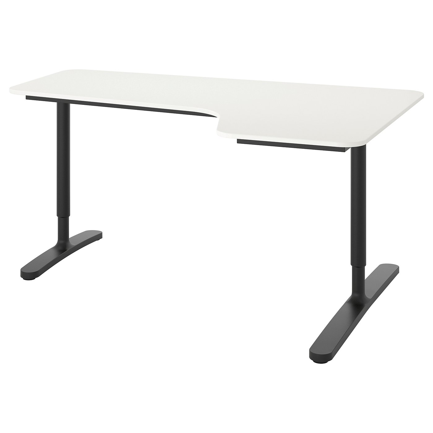 BEKANT Kutni radni stol D, bijela/crna, 160x110 cm
