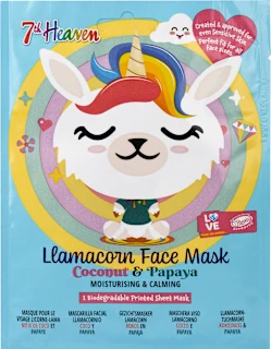 Llamacorn Face maska za lice u maramici – kokos i papaja, 1 kom.