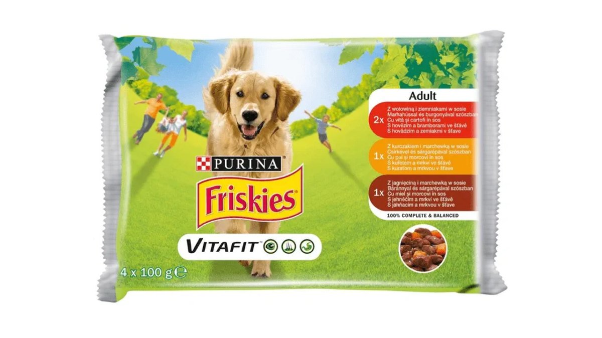 Friskies Vitafit Adult Hrana za pse govedina, piletina, janjetina, povrće u želeu 4x100g