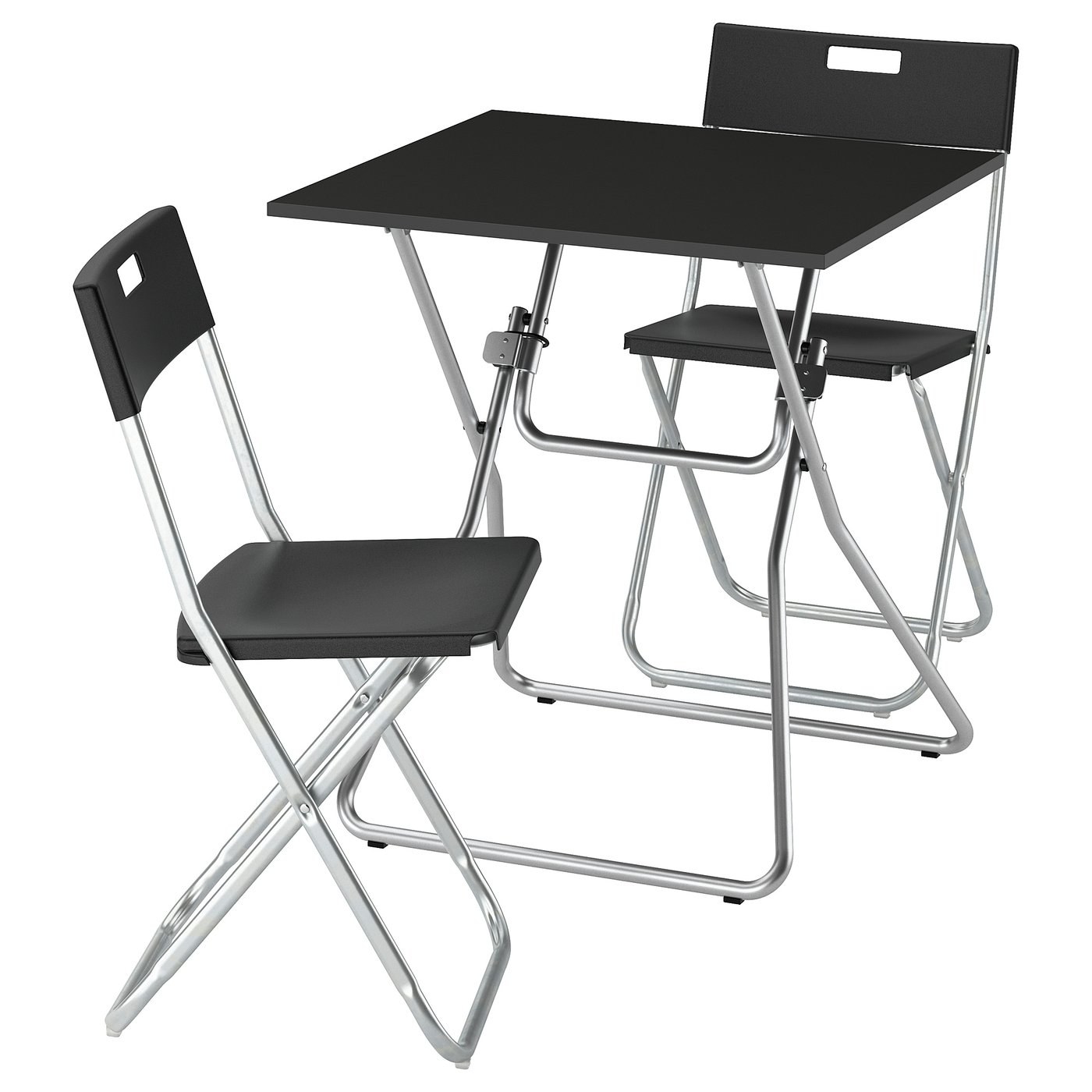 GUNDE / GUNDE Stol+2 sklopive stolice, preklopno crna/crna, 67x67 cm
