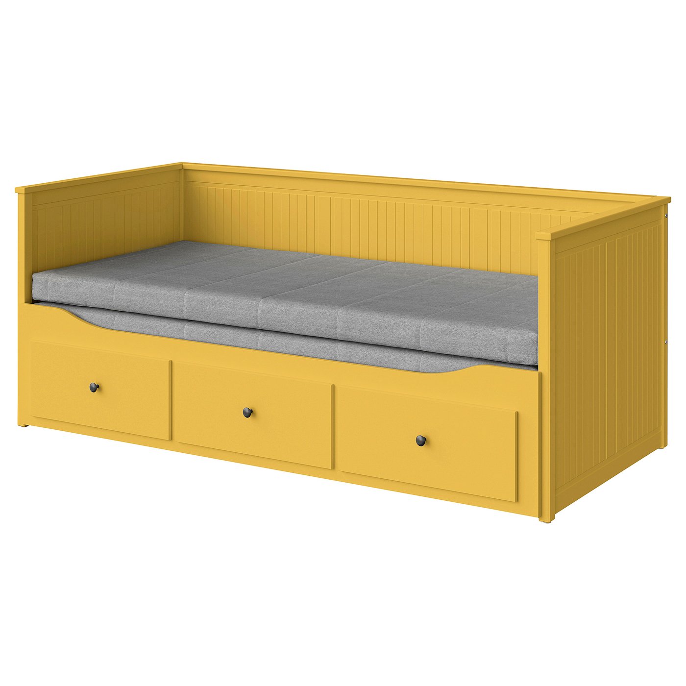 HEMNES Dnevni krevet s 3 ladice/2 madraca, žuta/Ågotnes tvrdi, 80x200 cm