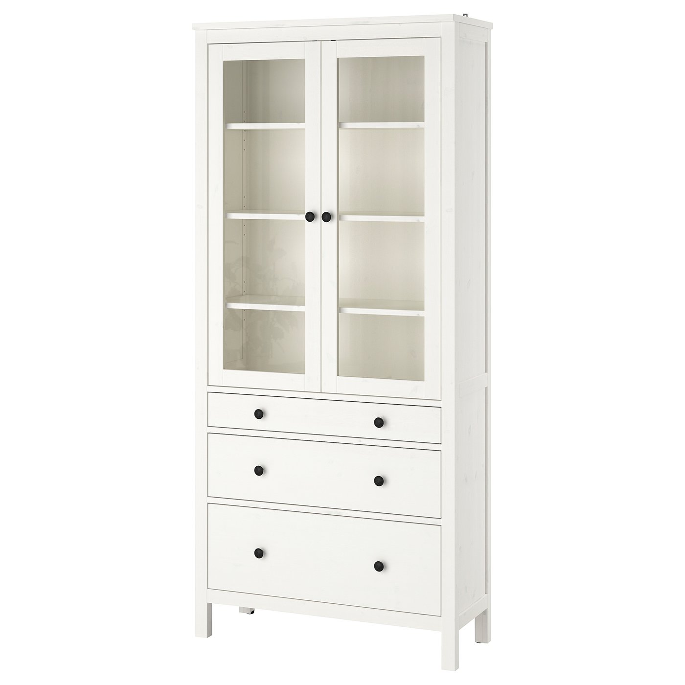 HEMNES Vitrina, 3 ladice, bijeli bajc, 90x197 cm