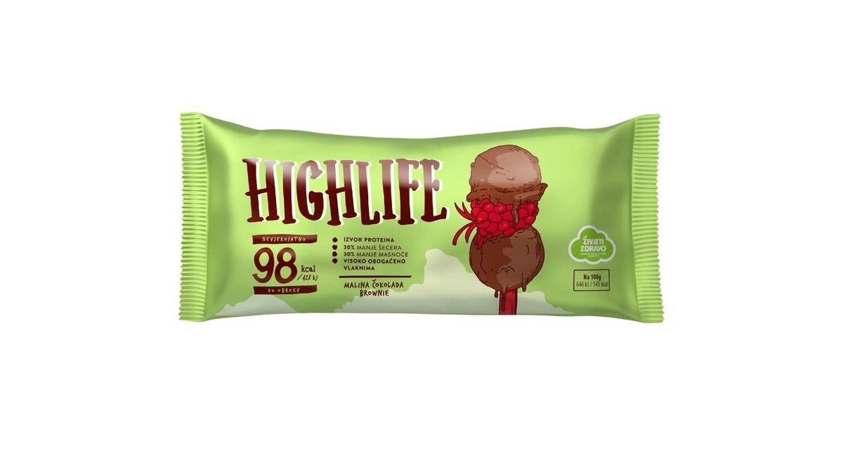Highlife Sladoled Malina Čokolada Brownie 90ml