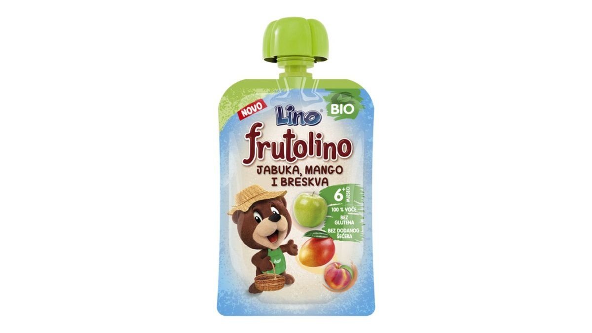 Lino frutolino kašica jabuka, mango i breskva pouch 100g