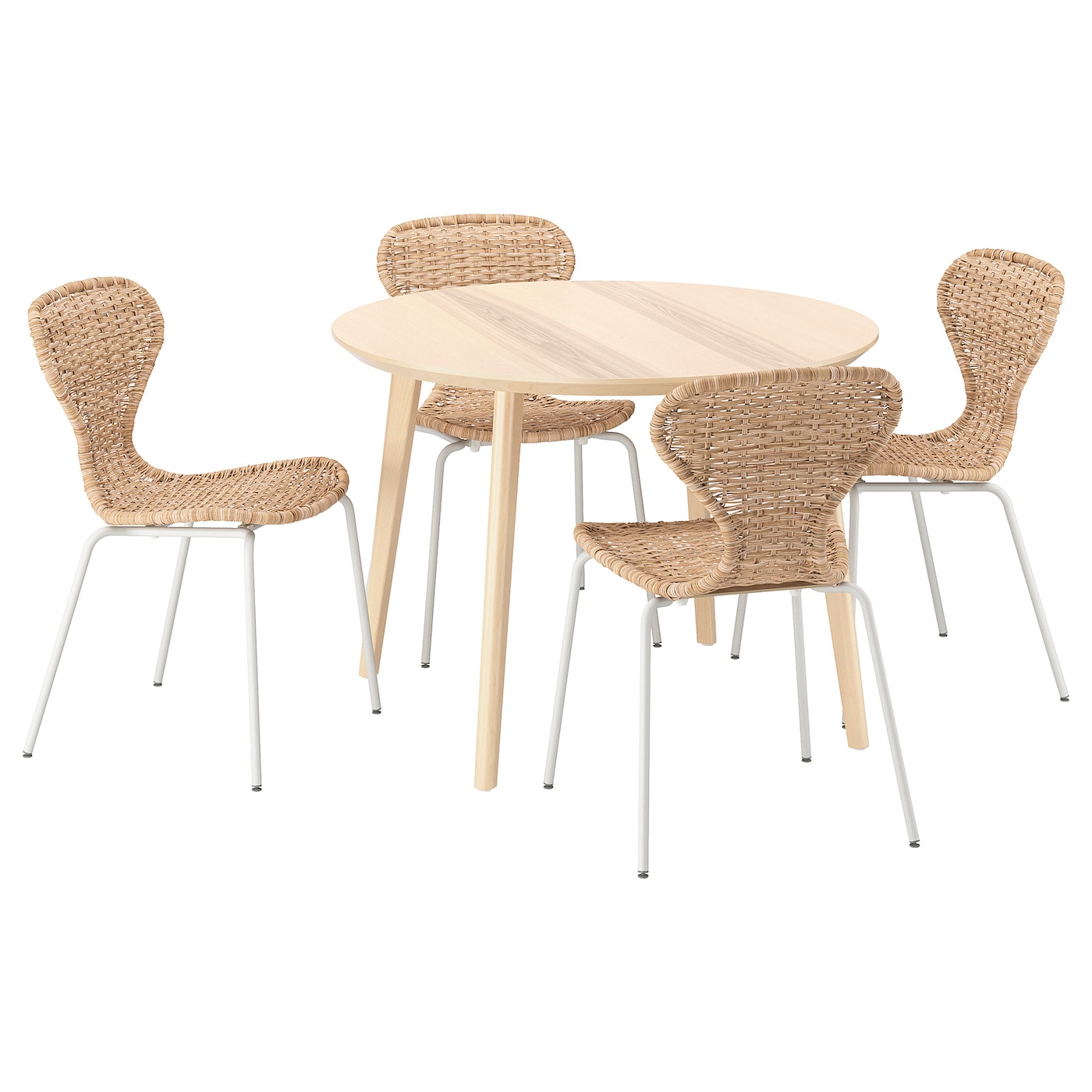 LISABO / ÄLVSTA Stol+4 stolice, jasenov furnir/ratan bijela, 105 cm