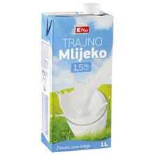 K Plus Trajno mlijeko 1,5% m.m. 1 l