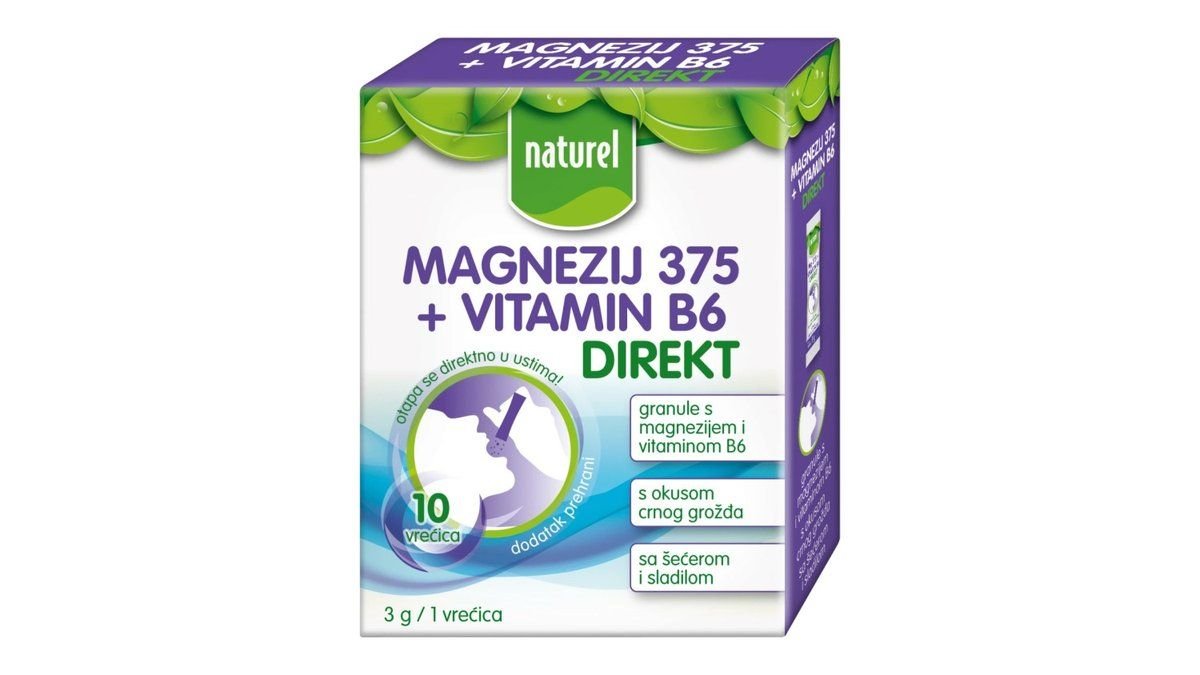Naturel Magnezij 375 Vitamin B6 Direkt 30 g (10x3 g)