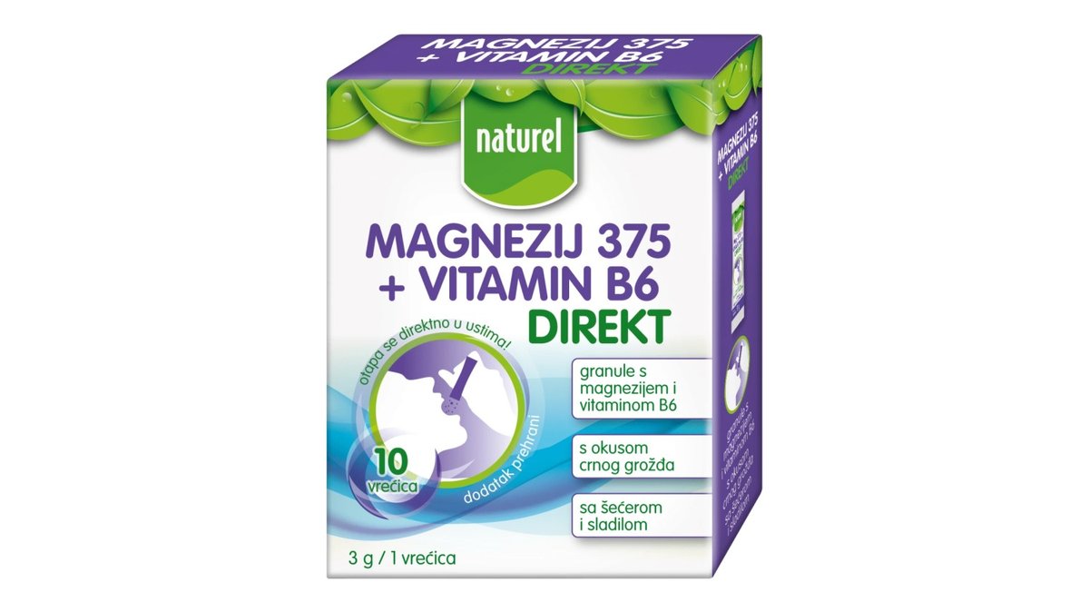 Naturel Magnezij 375 Vitamin B6 Direkt 30g (10*3g)