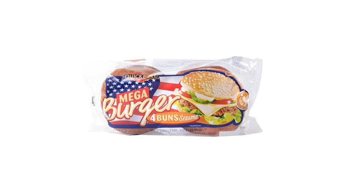 Quickbury Pecivo mega burger 4x300 g