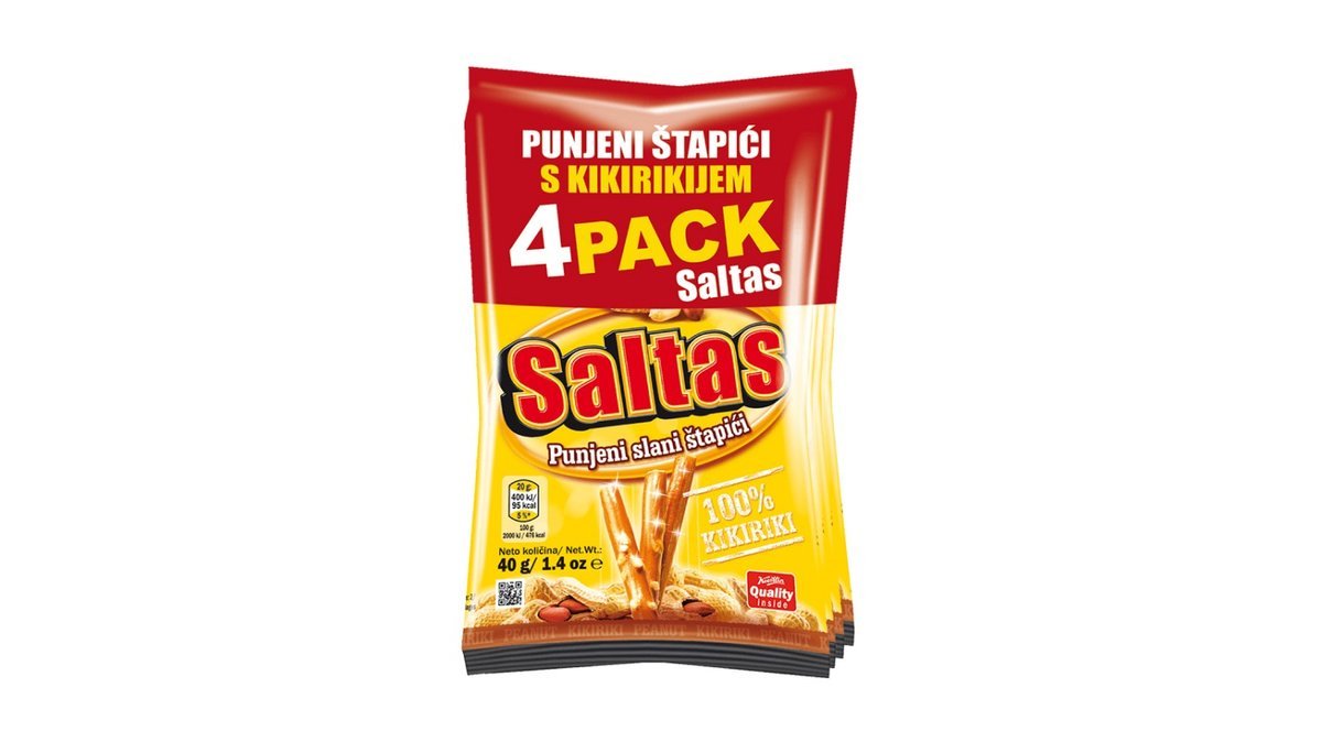Saltas punjeni slani štapići s kikirikijem 4pack 160g