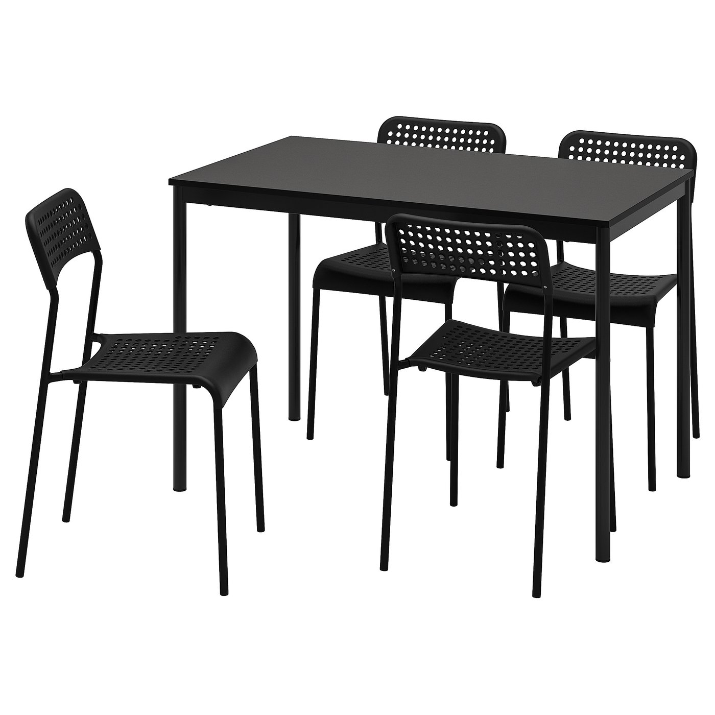 SANDSBERG / ADDE Stol+4 stolice, crna/crna, 110x67 cm