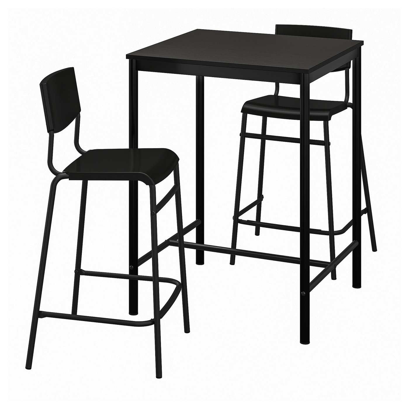 SANDSBERG / STIG Barski stol+2barska stolca, crna/crna, 67x67 cm