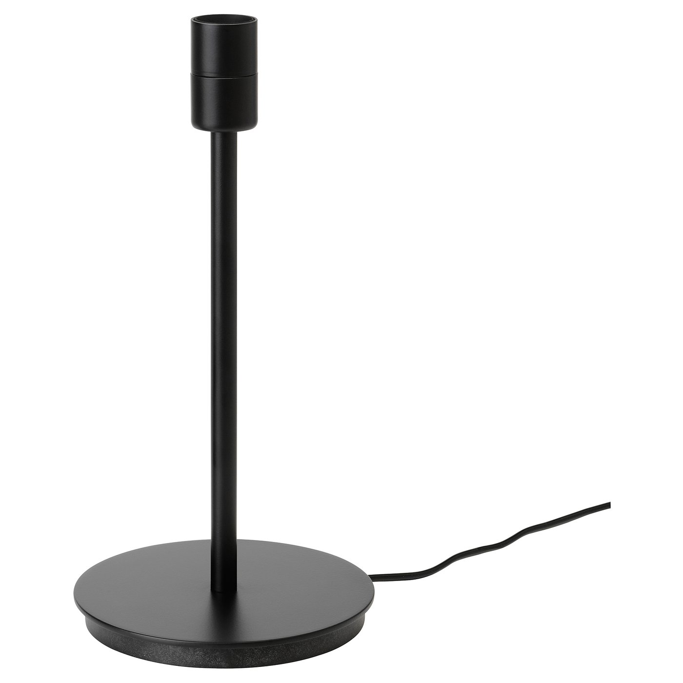 Postolje SKAFTET svjetiljke, crna. Elegantan, okomit dizajn s kružnom bazom, plastičnim prstenom i metalnim detaljima. Moderan minimalistički stil za svestranu upotrebu.