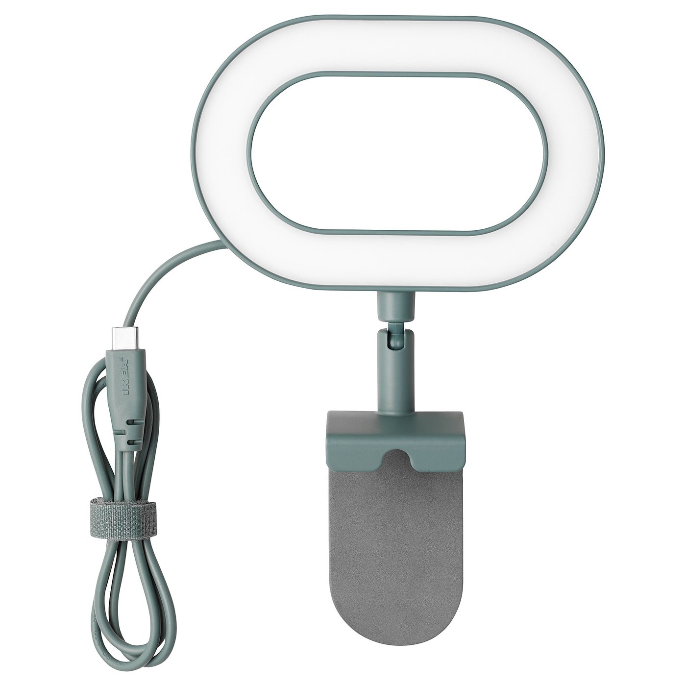 STÄNKREGN prstenasta svjetiljka, zelena, pričvršćuje se na prijenosno računalo, usb-c kabel, podesiva, prigušivač osjetljiv na dodir.