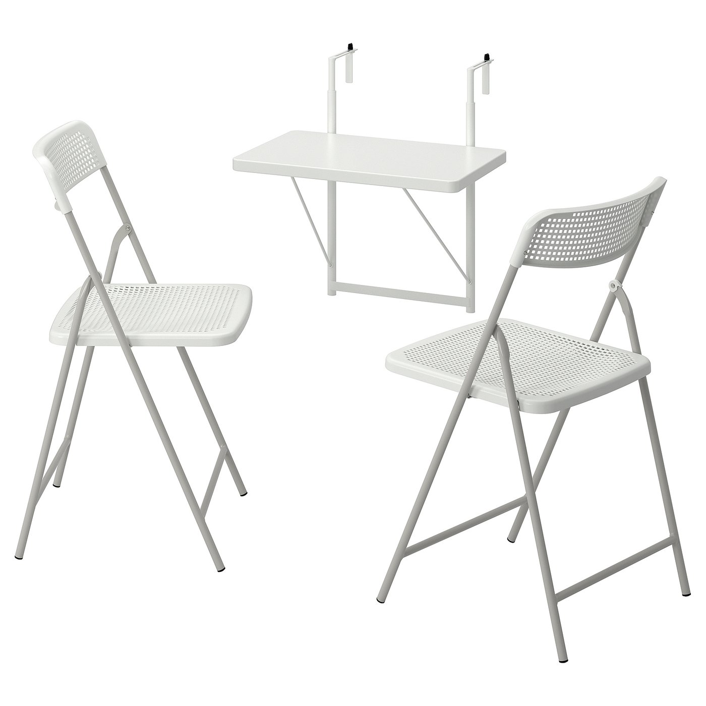 TORPARÖ Zid stol i 2 sklop stolice, vanjski, bijela/bijela/siva, 50 cm